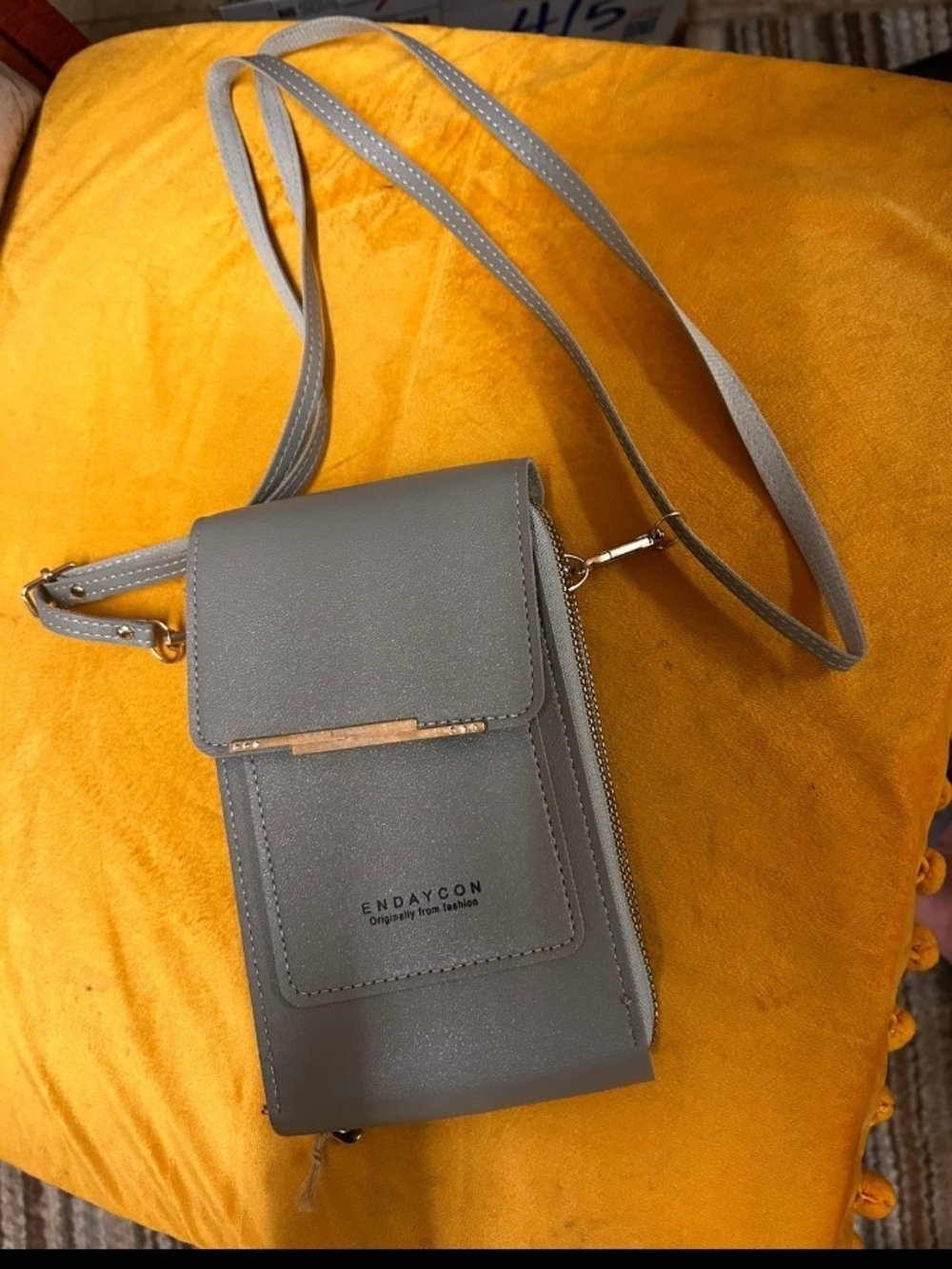 Gray Crossbody Phone Bag with Front Flap